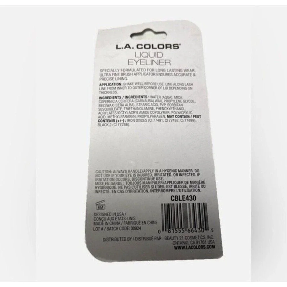 L.A. Colors Liquid Eyeliner Black Fine Tip Brush CBLE326 Long Lasting